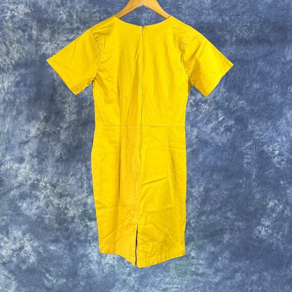 Mustard Yellow Sheath Dress Sz L - Picture 2 of 2